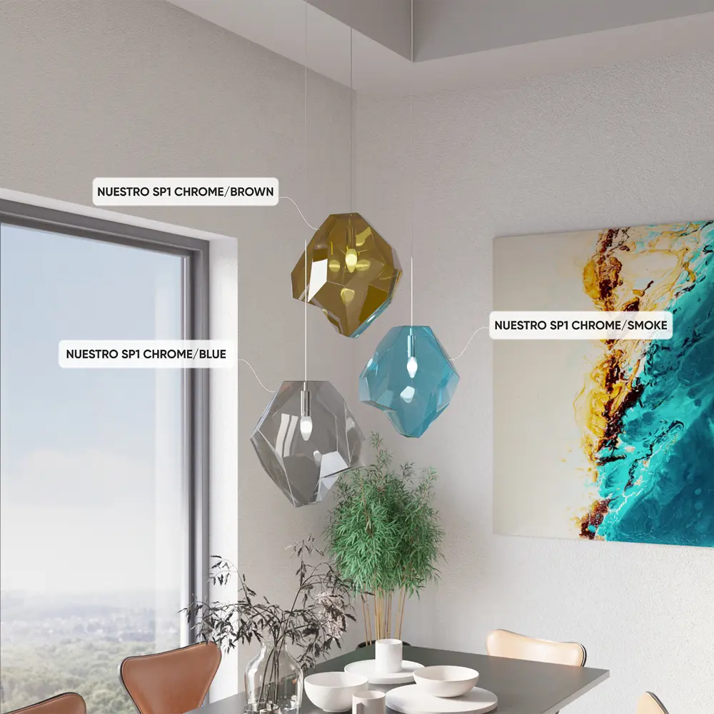 Фото 3 Светильник подвесной Crystal Lux Nuestro sp1 chrome-smoke 1 лампа 2 м² цвет хром