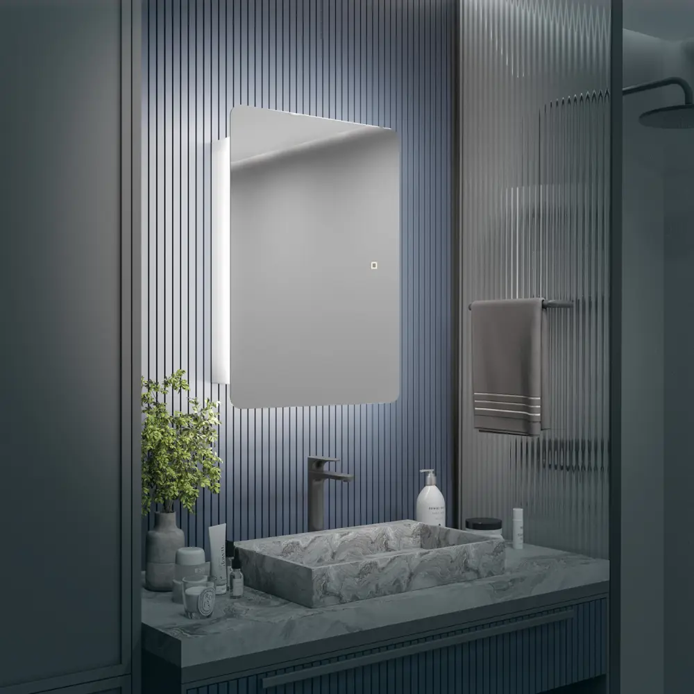 Фото 2 Шкаф с зеркалом Alias Эос 90x60 c тройной LED-подсветкой универсальный Фото 2 Шкаф с зеркалом Alias Эос 90x60 c тройной LED-подсветкой универсальный