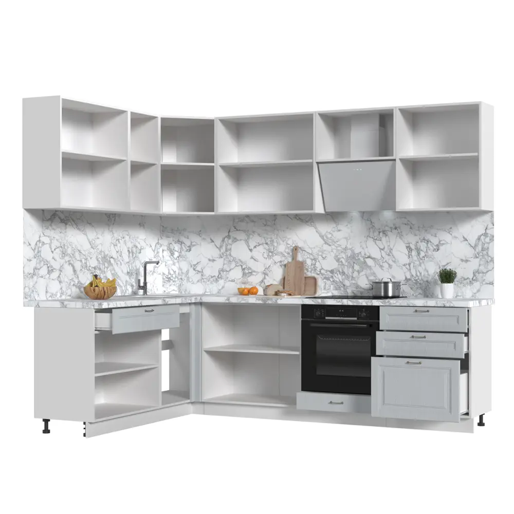 Фото Кухонный гарнитур Kameol Франция УТ000589065 260x217x180 см ЛДСП цвет серый