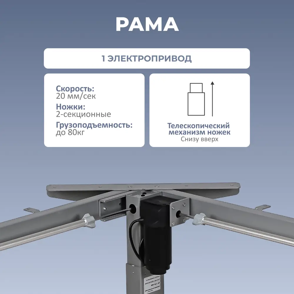 Фото 2 Подстолье для письменного стола с электроприводом PROtect LA-3S2 71-115 см металл цвет серый Фото 2 Подстолье для письменного стола с электроприводом PROtect LA-3S2 71-115 см металл цвет серый