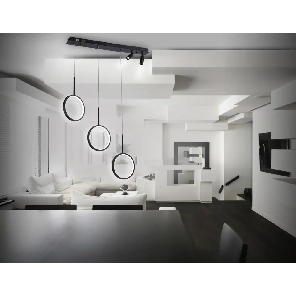 Фото 4 Светильник подвесной светодиодный Ambrella Light Comfort с пультом управления 20 м² регулируемый белый свет цвет черный Фото 4 Светильник подвесной светодиодный Ambrella Light Comfort с пультом управления 20 м² регулируемый белый свет цвет черный