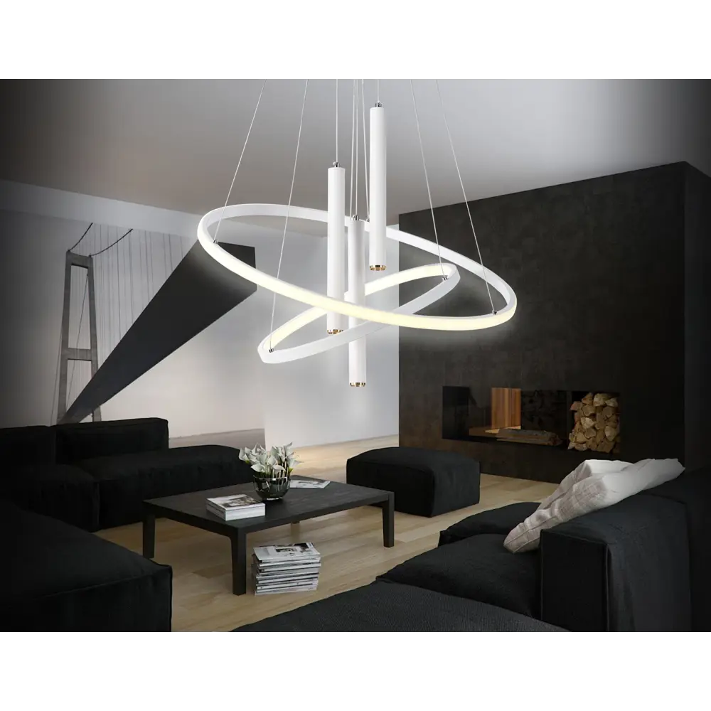 Фото 5 Люстра подвесная светодиодная Ambrella Light Comfort AMBR_FL5371 с пультом управления 20 м² регулируемый белый свет цвет белый