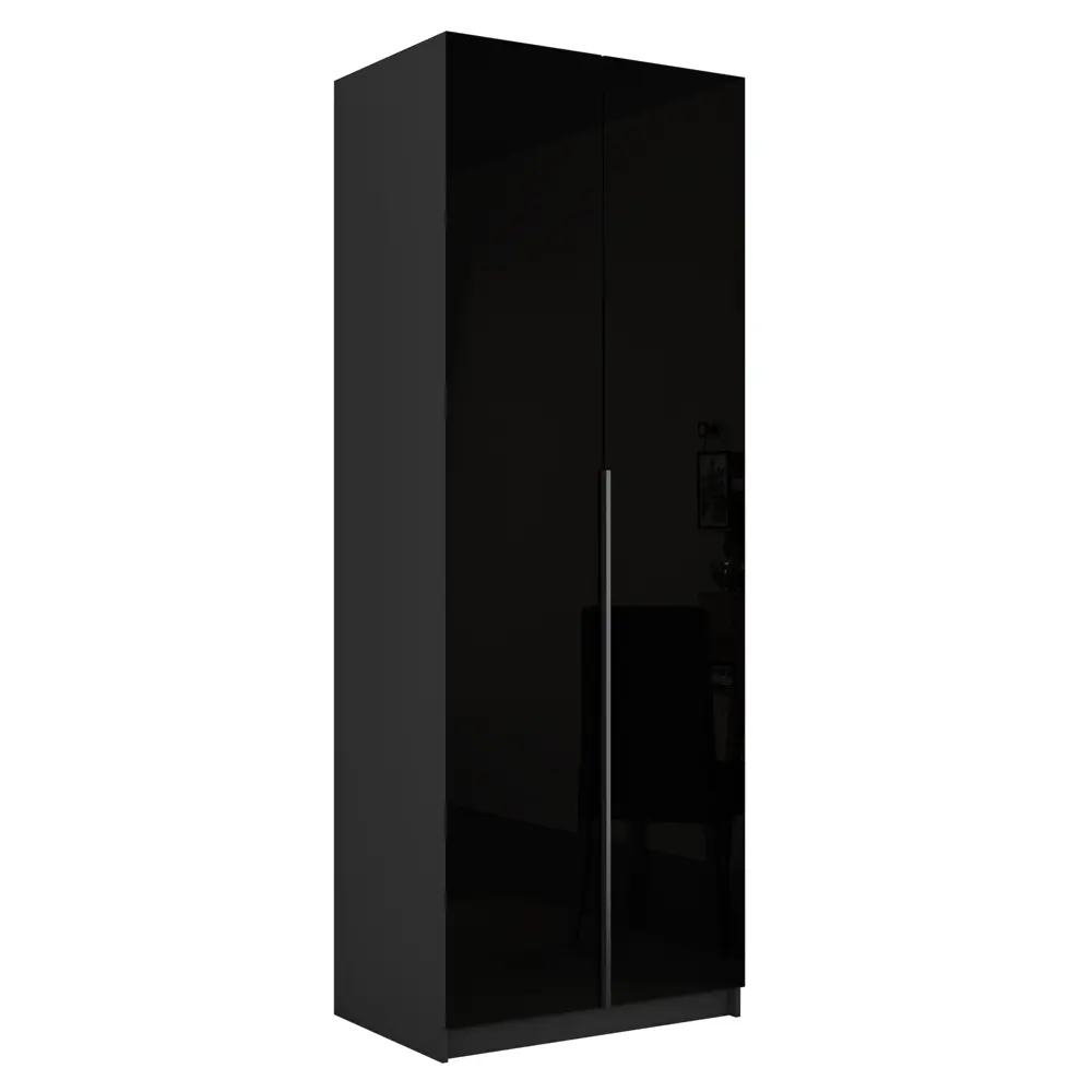 Фото 3 Шкаф Локер Распашной с черным стеклом полками и модулем 81x52.5x220 см Мебельная компания Е1 Серый диамант