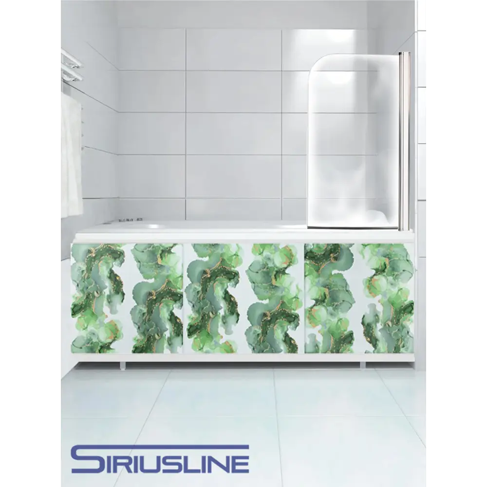 Фото 2 Экран под ванну Siriusline 170 см пластиковый профиль цвет Акварель Зеленая Фото 2 Экран под ванну Siriusline 170 см пластиковый профиль цвет Акварель Зеленая