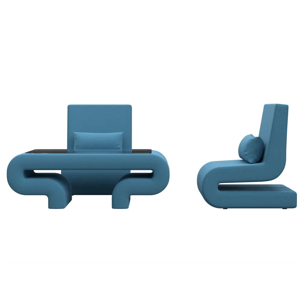 Фото 4 Набор Волна-3 стол/2 кресла Лига диванов 125784 277x80x77 см рогожка цвет амур 10 голубой