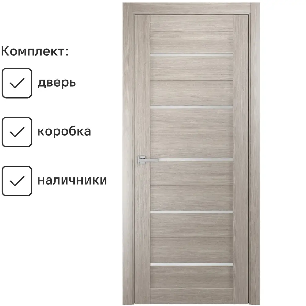 Фото Комплект межкомнатной двери Wanmark Квадро остеклённая 200x60см ПВХ цвет капучино с коробом и наличниками Фото Комплект межкомнатной двери Wanmark Квадро остеклённая 200x60см ПВХ цвет капучино с коробом и наличниками