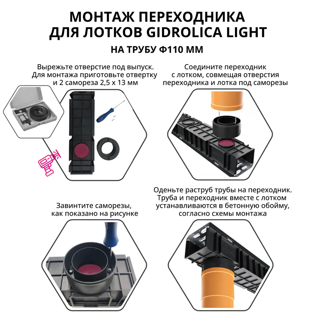 Фото 13 Канал с решеткой Gidrolica 1000x115x55 мм цвет черный