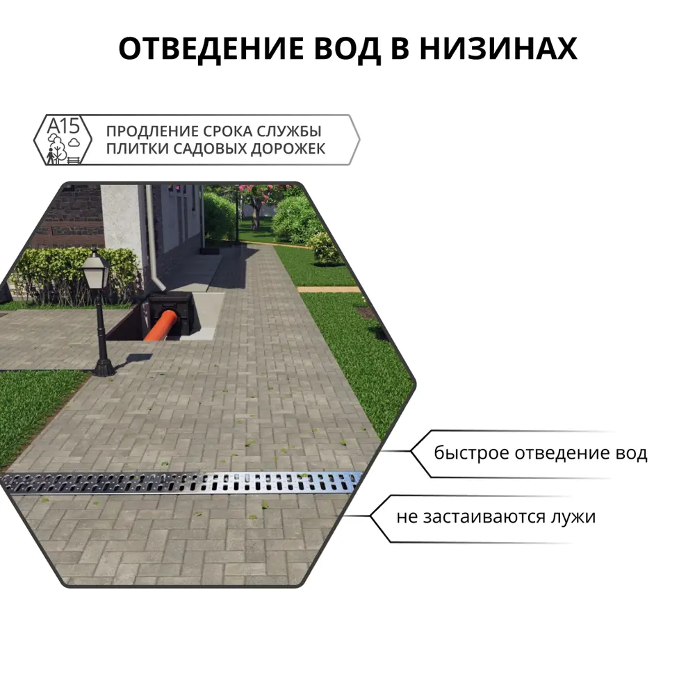 Фото 6 Канал с решеткой Gidrolica 1000x115x55 мм цвет черный