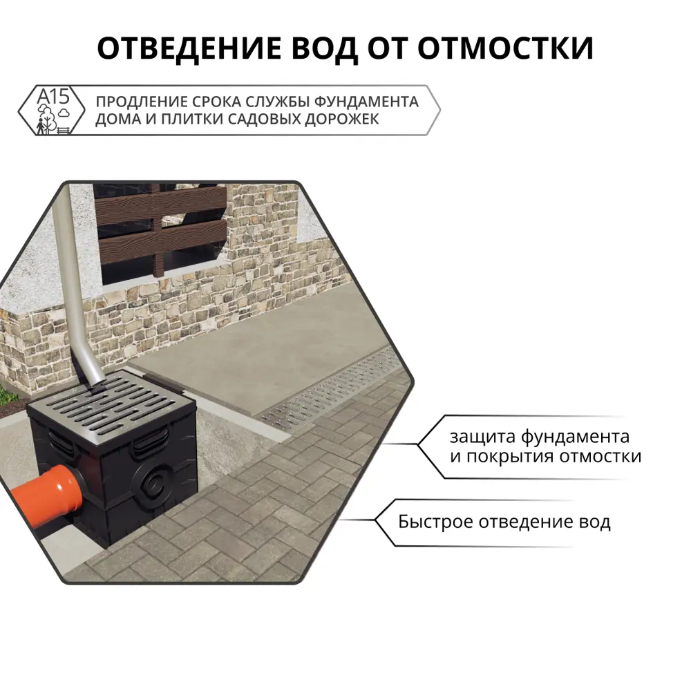 Фото 3 Канал с решеткой Gidrolica 1000x115x55 мм цвет черный
