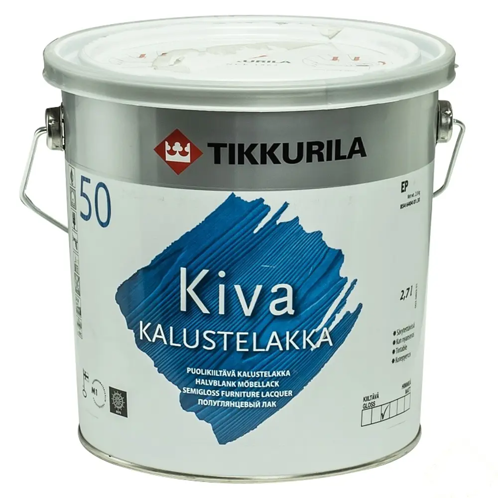 Фото Лак для мебели акриловый полуглянцевый Tikkurila Kiva 50 2.7 л Фото Лак для мебели акриловый полуглянцевый Tikkurila Kiva 50 2.7 л