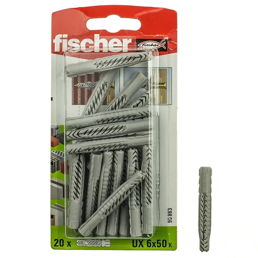 Фото Дюбель универсальный Fischer UX без кромки 6x50 мм нейлон 20 шт. Фото Дюбель универсальный Fischer UX без кромки 6x50 мм нейлон 20 шт.
