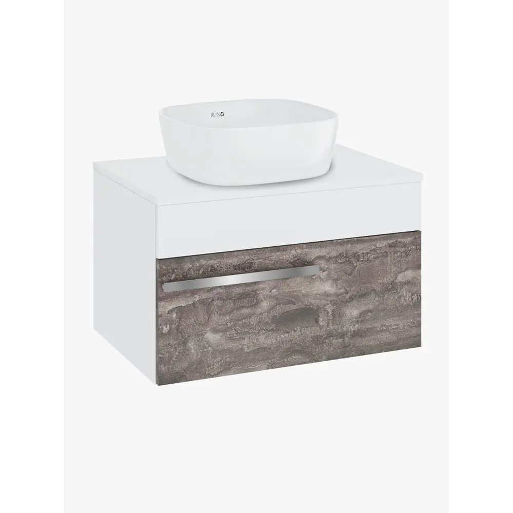 Фото 4 Тумба с раковиной подвесная Runo Вудлайн 65 цвет железный камень, раковина Bella 41x41 Фото 4 Тумба с раковиной подвесная Runo Вудлайн 65 цвет железный камень, раковина Bella 41x41