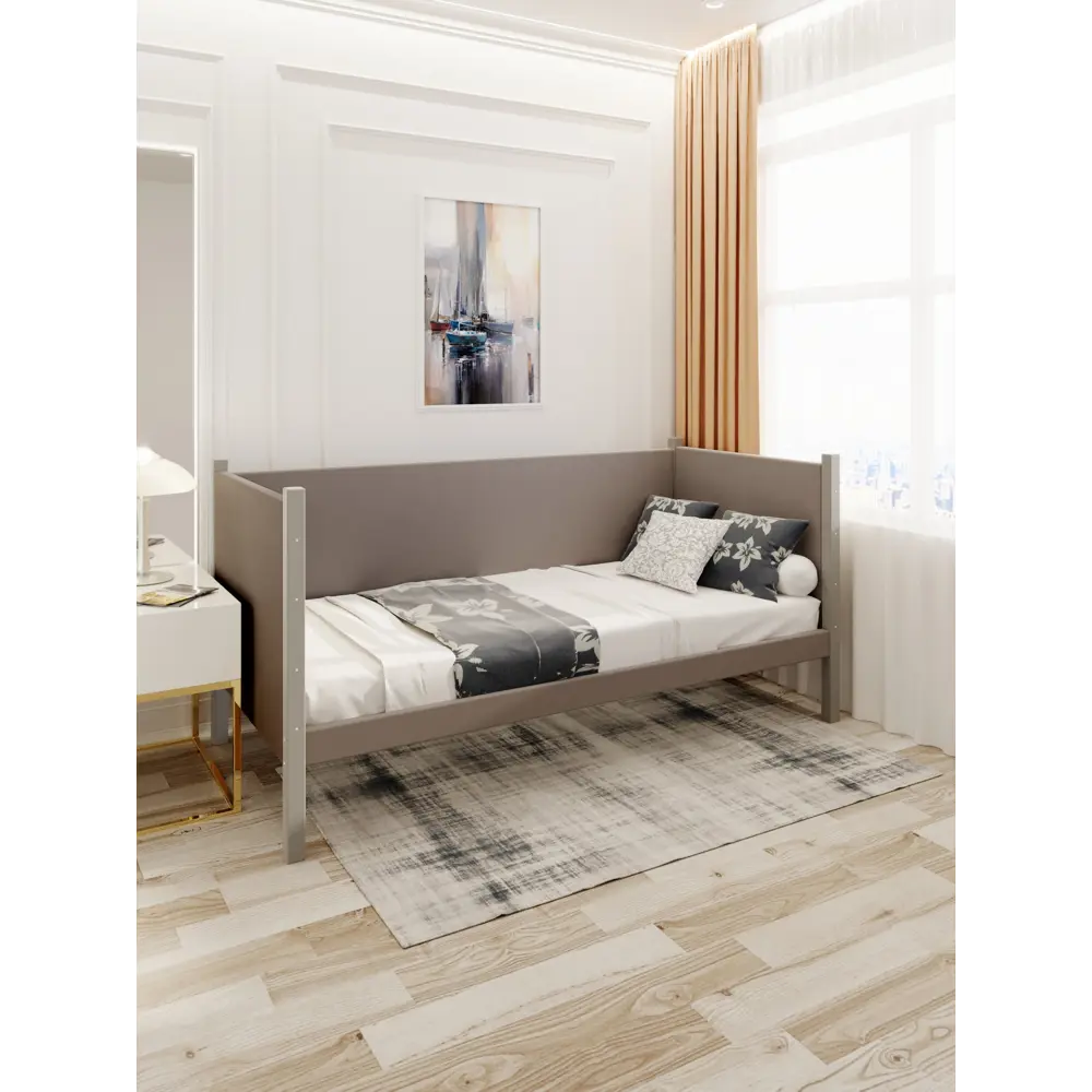 Фото 3 Кровать Solarius Тахта сплошное основание 110 x 101 x 180 см дерево цвет мокко мусс;платиновый