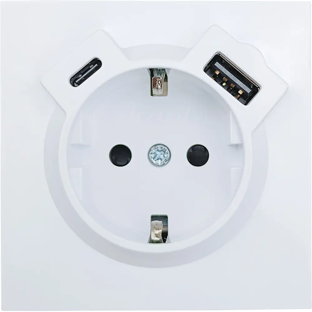 Фото Розетка TC и USB встраиваемая Lezard Zima с заземлением цвет белый Фото Розетка TC и USB встраиваемая Lezard Zima с заземлением цвет белый