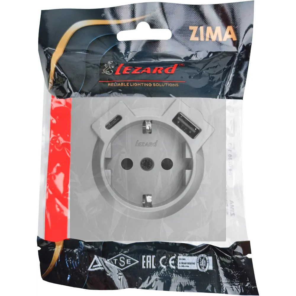 Фото 6 Розетка TC и USB встраиваемая Lezard Zima с заземлением цвет серый матовый Фото 6 Розетка TC и USB встраиваемая Lezard Zima с заземлением цвет серый матовый