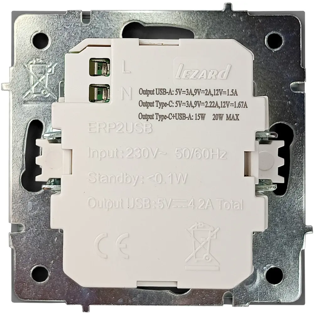 Фото 5 Розетка TC и USB встраиваемая Lezard Zima без заземления цвет серый матовый Фото 5 Розетка TC и USB встраиваемая Lezard Zima без заземления цвет серый матовый