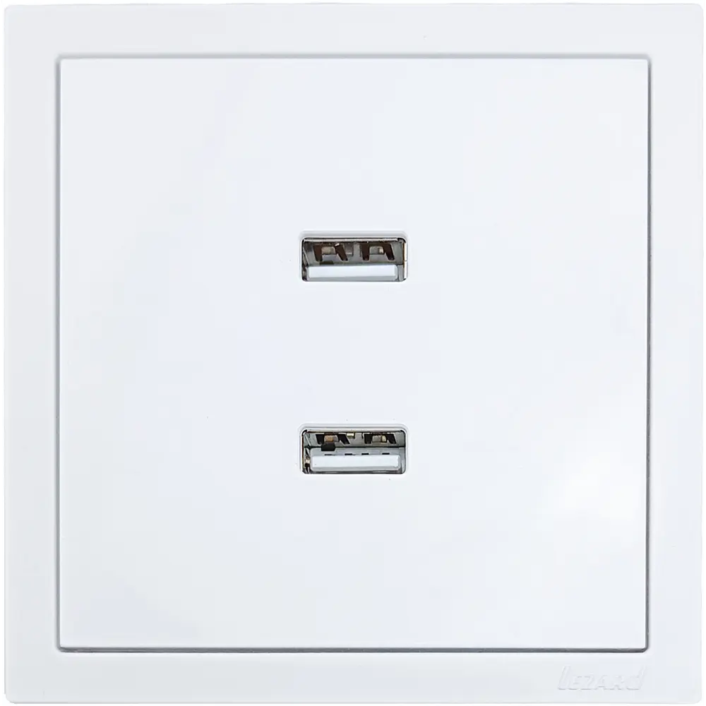 Фото 3 Розетка двойная USB встраиваемая Lezard Zima без заземления цвет белый Фото 3 Розетка двойная USB встраиваемая Lezard Zima без заземления цвет белый