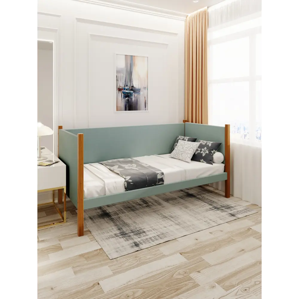 Фото 4 Кровать Solarius Тахта орто основание 100 x 101 x 200 см дерево цвет тиффани;ольха