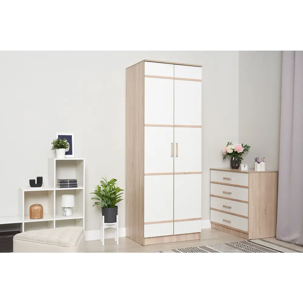 Фото 4 Шкаф Bts 80x221.6x61 см ЛДСП цвет дуб сонома/белый Фото 4 Шкаф Bts 80x221.6x61 см ЛДСП цвет дуб сонома/белый