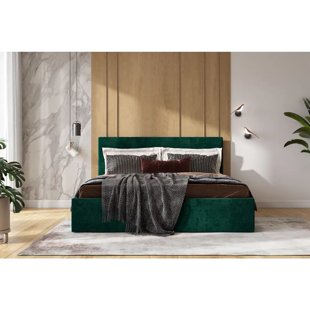 Фото 2 Кровать двуспальная Нонтон Веллум 165.4x90x204.2 см ДСП цвет зеленый Фото 2 Кровать двуспальная Нонтон Веллум 165.4x90x204.2 см ДСП цвет зеленый