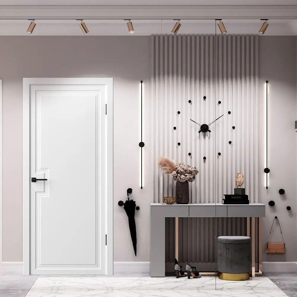 Фото 6 Дверь межкомнатная глухая Лео 90x200 см эмаль цвет белый с замком и петлями Фото 6 Дверь межкомнатная глухая Лео 90x200 см эмаль цвет белый с замком и петлями