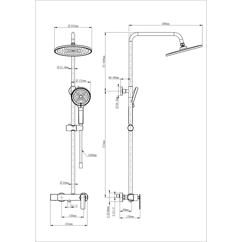 Фото 2 Душевая система Wonzon & woghand WW-B3517-MW 1 режимная цвет белый матовый Фото 2 Душевая система Wonzon & woghand WW-B3517-MW 1 режимная цвет белый матовый