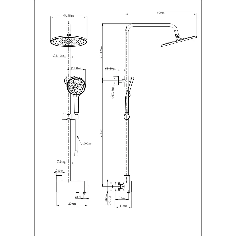 Фото 2 Душевая система Wonzon & woghand WW-B3110-CR 1 режимная цвет хром Фото 2 Душевая система Wonzon & woghand WW-B3110-CR 1 режимная цвет хром