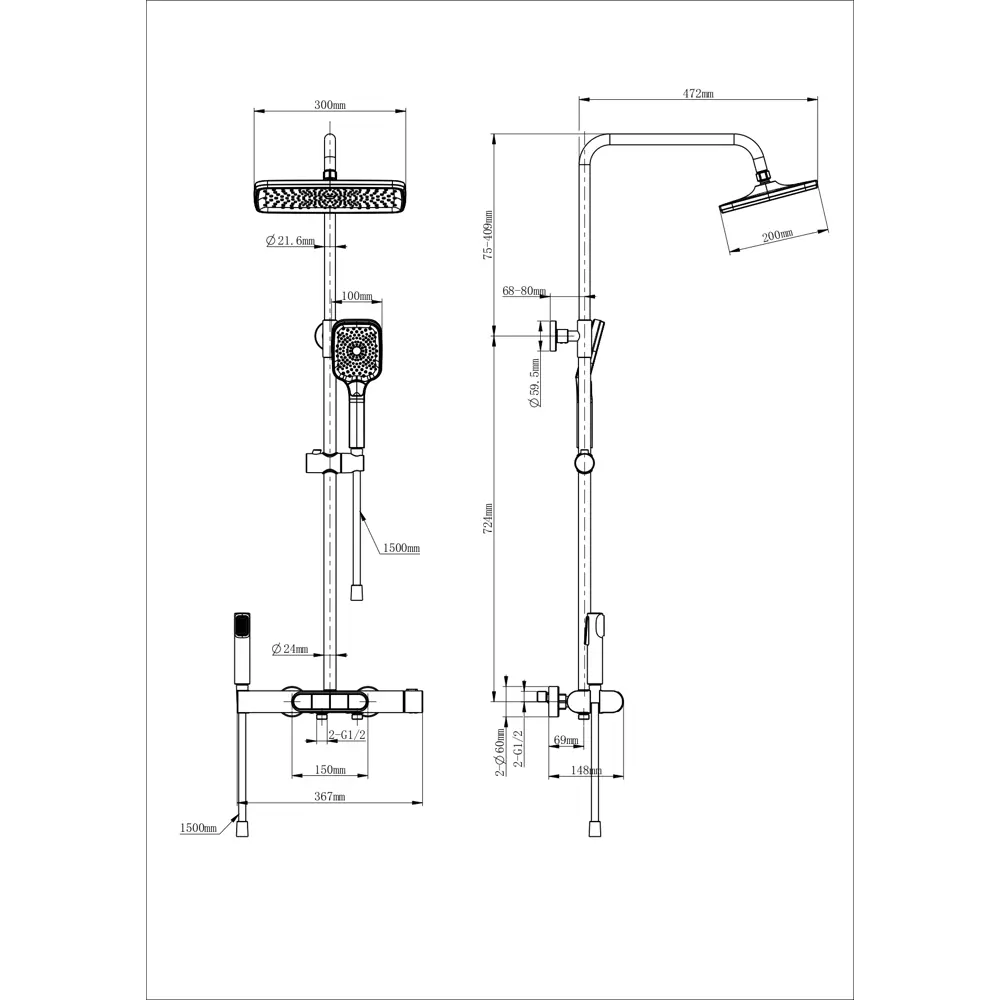Фото 2 Душевая система Wonzon & woghand WW-B4129-MW 1 режимная цвет белый матовый Фото 2 Душевая система Wonzon & woghand WW-B4129-MW 1 режимная цвет белый матовый