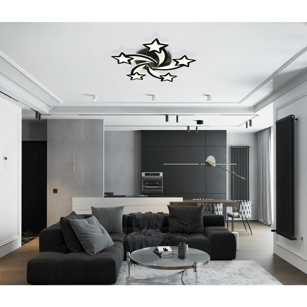 Фото Люстра потолочная светодиодная Natali Kovaltseva INNOVATION STYLE 83018 BLACK с пультом управления 1 лампа 25 м² цвет черный Фото Люстра потолочная светодиодная Natali Kovaltseva INNOVATION STYLE 83018 BLACK с пультом управления 1 лампа 25 м² цвет черный