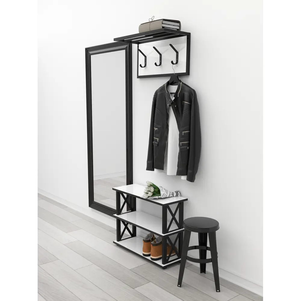 Фото Обувь Make mebel 60x49x25 см 3 полки металл цвет белый, черный Фото Обувь Make mebel 60x49x25 см 3 полки металл цвет белый, черный