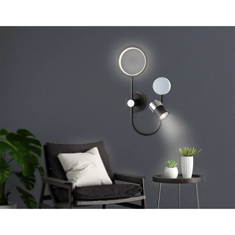 Фото 4 Настенный светильник Ambrella Light Comfort Ambr_fl51601 цвет хром/черный Фото 4 Настенный светильник Ambrella Light Comfort Ambr_fl51601 цвет хром/черный