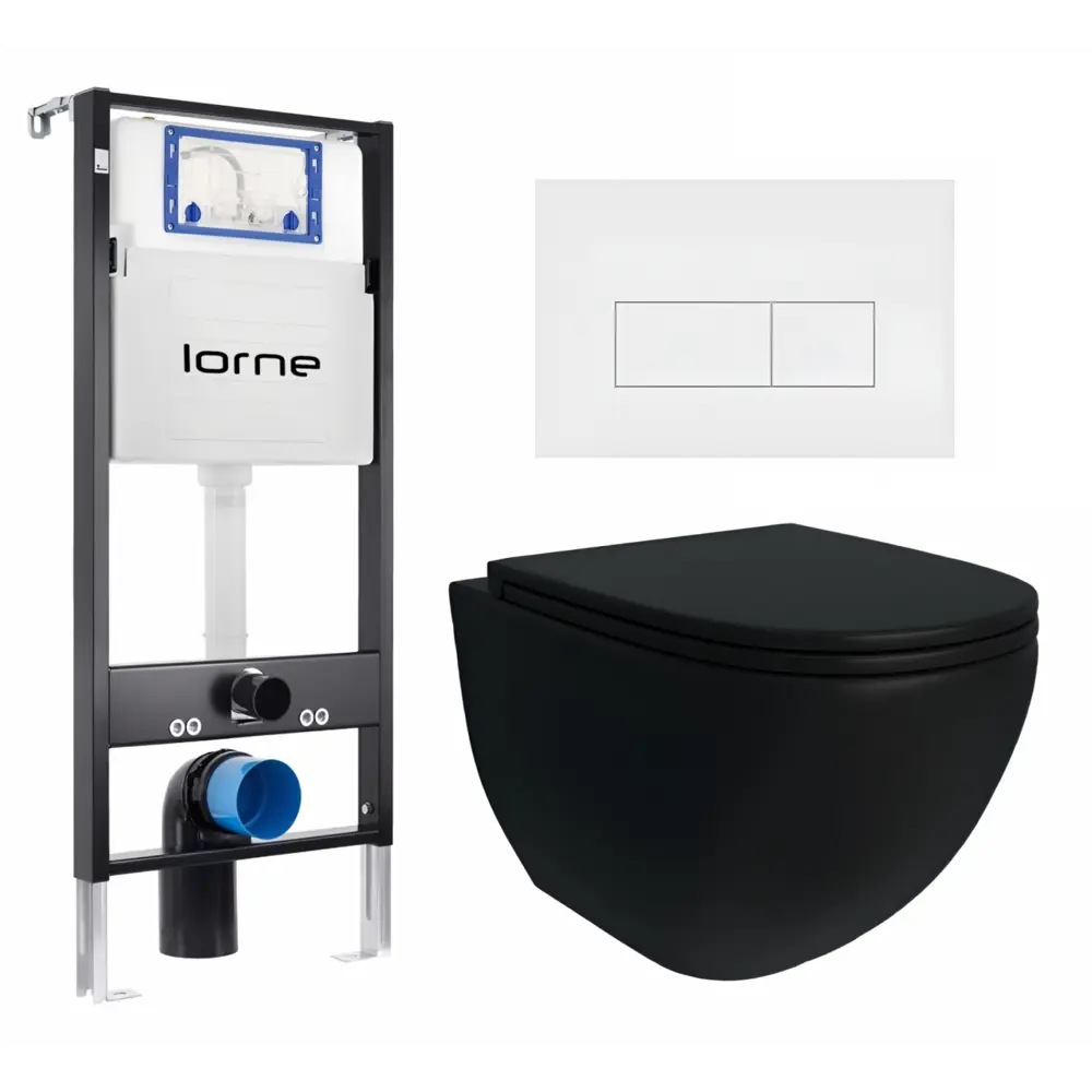 Фото Комплект 3 в 1 инсталляция Lorne Profi LN7002500 630134 с унитазом подвесным Enio Unico BL EN4105055, кнопка белая матовая Rectangle Фото Комплект 3 в 1 инсталляция Lorne Profi LN7002500 630134 с унитазом подвесным Enio Unico BL EN4105055, кнопка белая матовая Rectangle