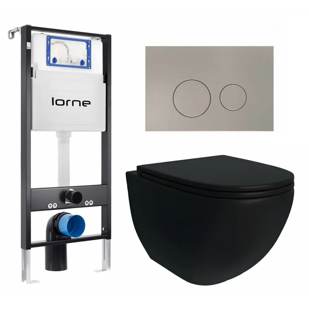 Фото 2 Комплект 3 в 1 инсталляция Lorne Profi LN7002500 630224 с унитазом подвесным Enio Unico BL EN4105055, кнопка матовая нержавеющая сталь Ronde Фото 2 Комплект 3 в 1 инсталляция Lorne Profi LN7002500 630224 с унитазом подвесным Enio Unico BL EN4105055, кнопка матовая нержавеющая сталь Ronde