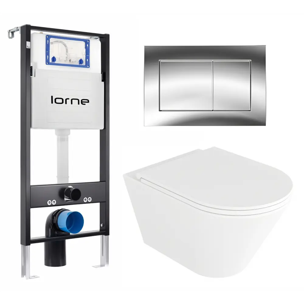Фото 2 Комплект 3 в 1 инсталляция Lorne Profi LN7002500 630256 с унитазом подвесным Enio Cento EN4280110, кнопка хром глянцевый Carre Фото 2 Комплект 3 в 1 инсталляция Lorne Profi LN7002500 630256 с унитазом подвесным Enio Cento EN4280110, кнопка хром глянцевый Carre