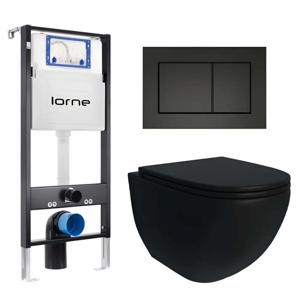 Фото 2 Комплект 3 в 1 инсталляция Lorne Profi LN7002500 630279 с унитазом подвесным Enio Unico BL EN4105055, кнопка черная матовая Carre Фото 2 Комплект 3 в 1 инсталляция Lorne Profi LN7002500 630279 с унитазом подвесным Enio Unico BL EN4105055, кнопка черная матовая Carre