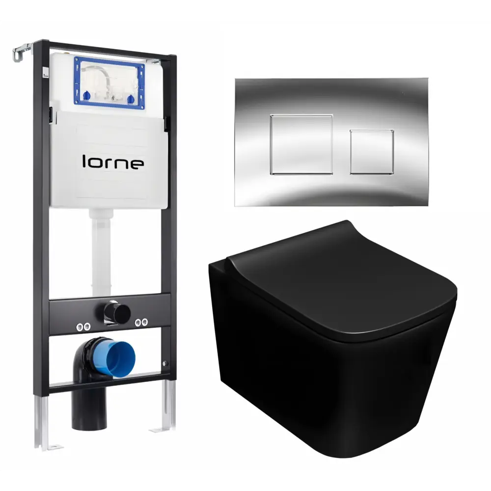 Фото 2 Комплект 3 в 1 инсталляция Lorne Profi LN7002500 630297 с унитазом подвесным Lorne Lambro LN5007507, кнопка хром глянцевый Cube Фото 2 Комплект 3 в 1 инсталляция Lorne Profi LN7002500 630297 с унитазом подвесным Lorne Lambro LN5007507, кнопка хром глянцевый Cube