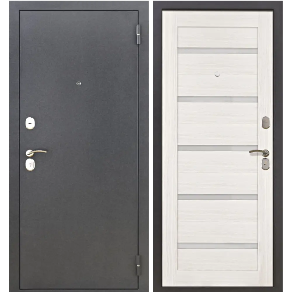 Фото Входная дверь Тайгер Хит царга правая 205x96см цвет антик серебро/бьянко