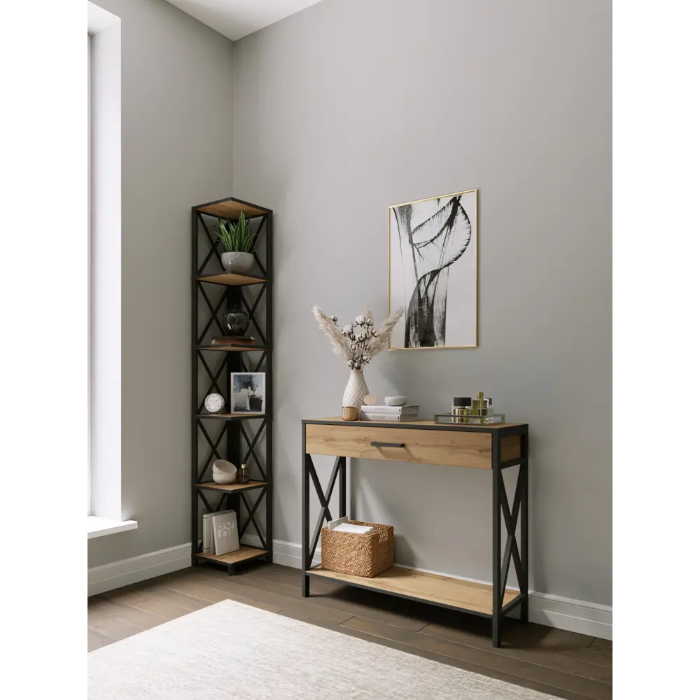 Фото 2 Консоль Make mebel 90x77x30 см ЛДСП цвет коричневый, черный Фото 2 Консоль Make mebel 90x77x30 см ЛДСП цвет коричневый, черный