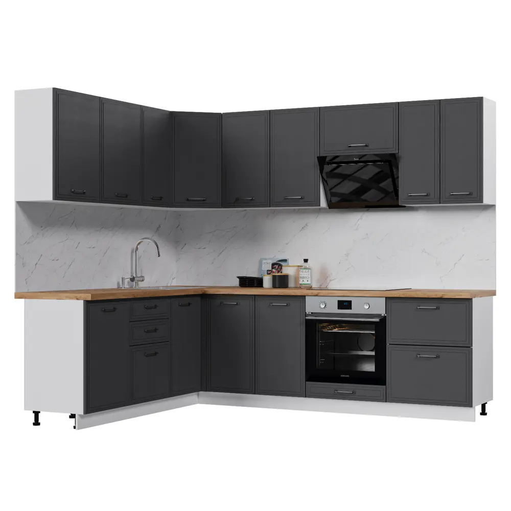 Фото Кухонный гарнитур Стендмебель Индира УТ000587736 260x217x200 см ЛДСП цвет белый, гранит Фото Кухонный гарнитур Стендмебель Индира УТ000587736 260x217x200 см ЛДСП цвет белый, гранит