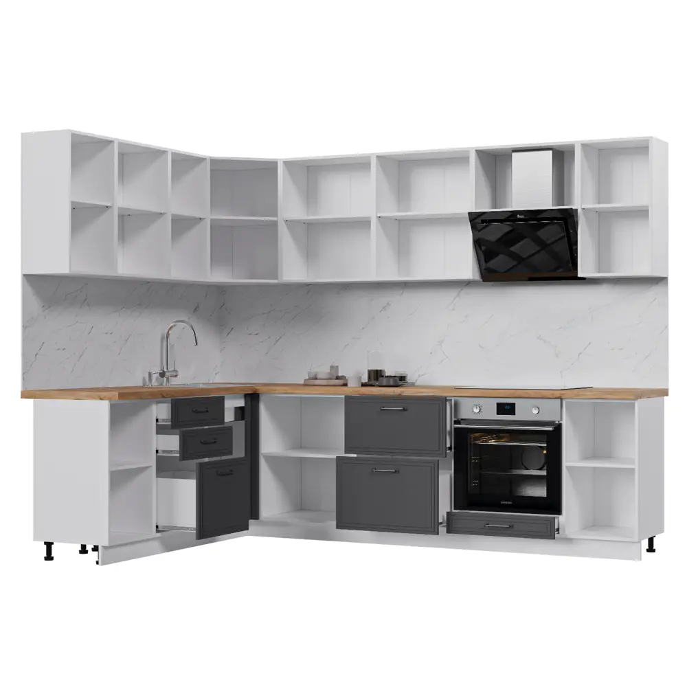 Фото 2 Кухонный гарнитур Стендмебель Индира УТ000587737 280x217x200 см ЛДСП цвет белый, гранит Фото 2 Кухонный гарнитур Стендмебель Индира УТ000587737 280x217x200 см ЛДСП цвет белый, гранит