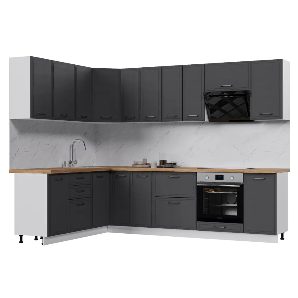 Фото Кухонный гарнитур Стендмебель Индира УТ000587970 260x217x200 см ЛДСП цвет белый, гранит Фото Кухонный гарнитур Стендмебель Индира УТ000587970 260x217x200 см ЛДСП цвет белый, гранит