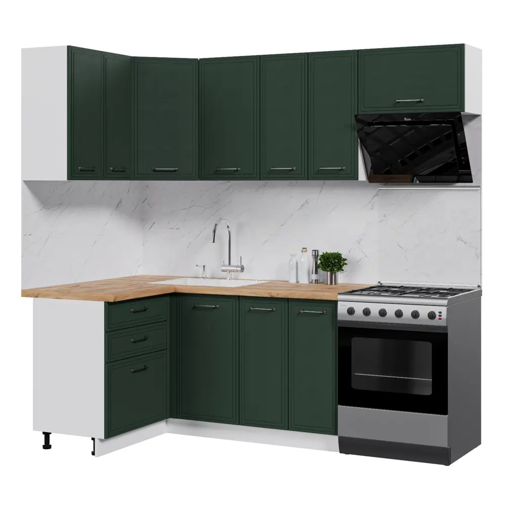 Фото Кухонный гарнитур Стендмебель Индира УТ000587884 300x217x120 см ЛДСП цвет белый, сланец