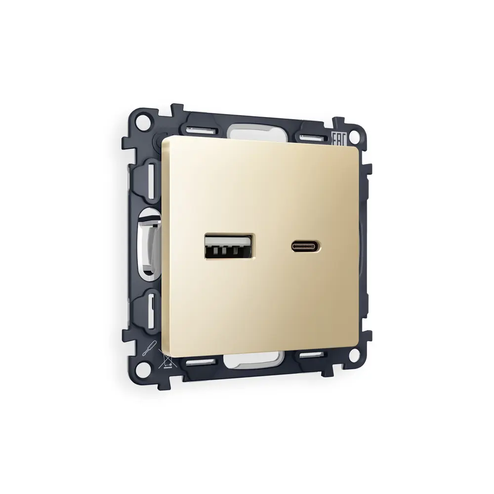 Фото 2 Розетка встраиваемая Ambrella volt Альфа MA611010 с заземлением цвет шампань