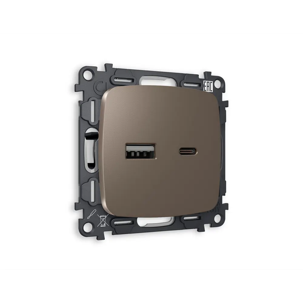 Фото 2 Розетка встраиваемая Ambrella volt Omega MO641010 с заземлением цвет темная бронза матовый