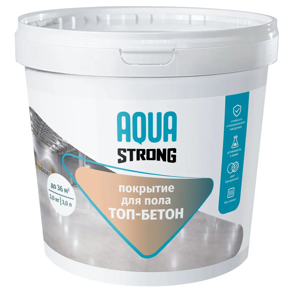Фото Защитное покрытие для пола Aquastrong топ-бетон глянцевое цвет прозрачный база D 3 кг Фото Защитное покрытие для пола Aquastrong топ-бетон глянцевое цвет прозрачный база D 3 кг