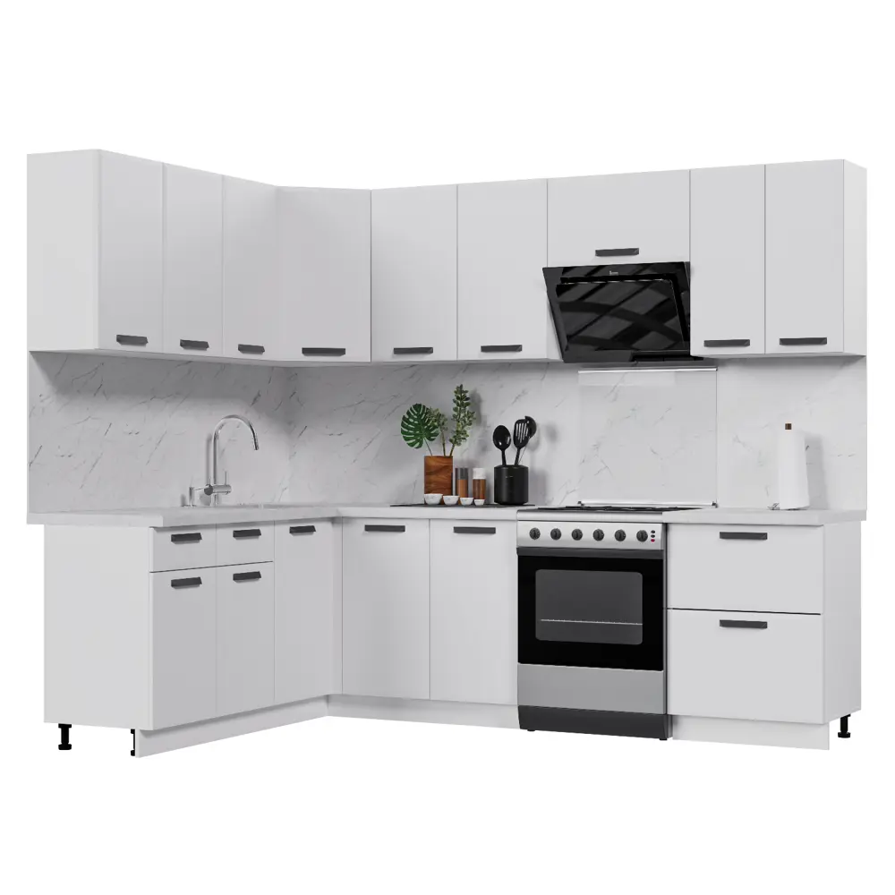 Фото Кухонный гарнитур Стендмебель Призма УТ000588330 200x217x180 см ЛДСП цвет белый