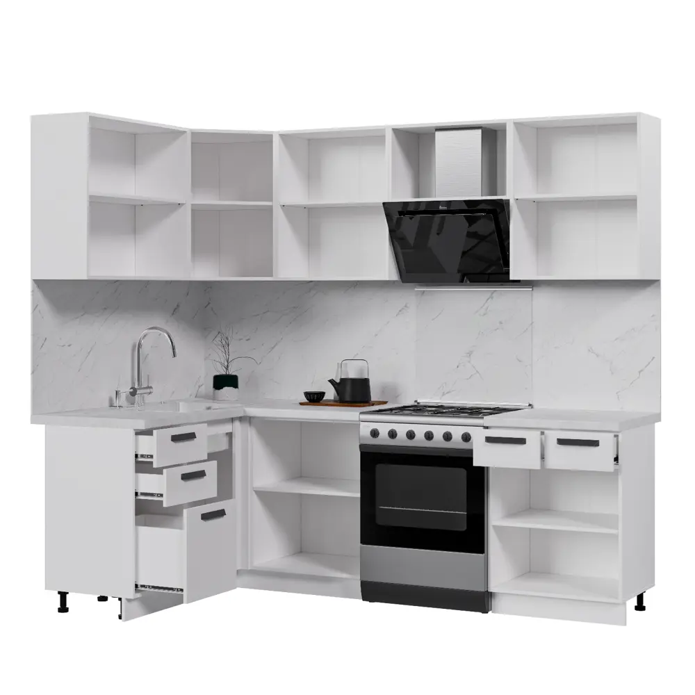 Фото 2 Кухонный гарнитур Стендмебель Призма УТ000588328 170x217x140 см ЛДСП цвет белый