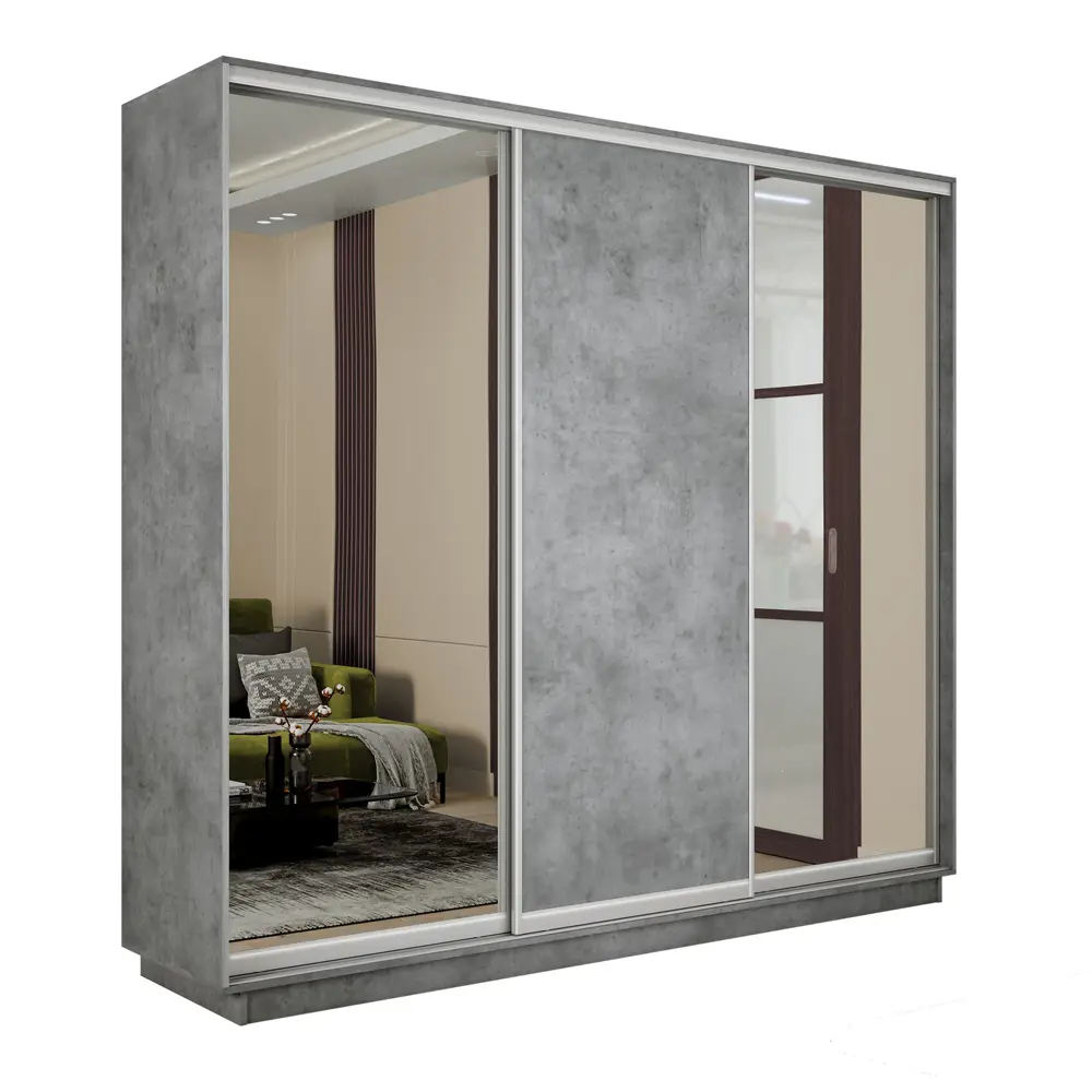 Фото 3 Шкаф-купе Мебельная компания е1 EMT2_240240_BT 240x240x60 см ЛДСП 9 полок цвет бетон Фото 3 Шкаф-купе Мебельная компания е1 EMT2_240240_BT 240x240x60 см ЛДСП 9 полок цвет бетон