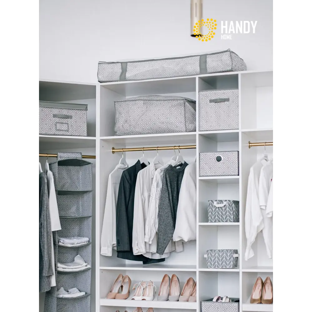 Фото 3 Короб Handy home 26x2x22 см нетканый цвет серый Фото 3 Короб Handy home 26x2x22 см нетканый цвет серый