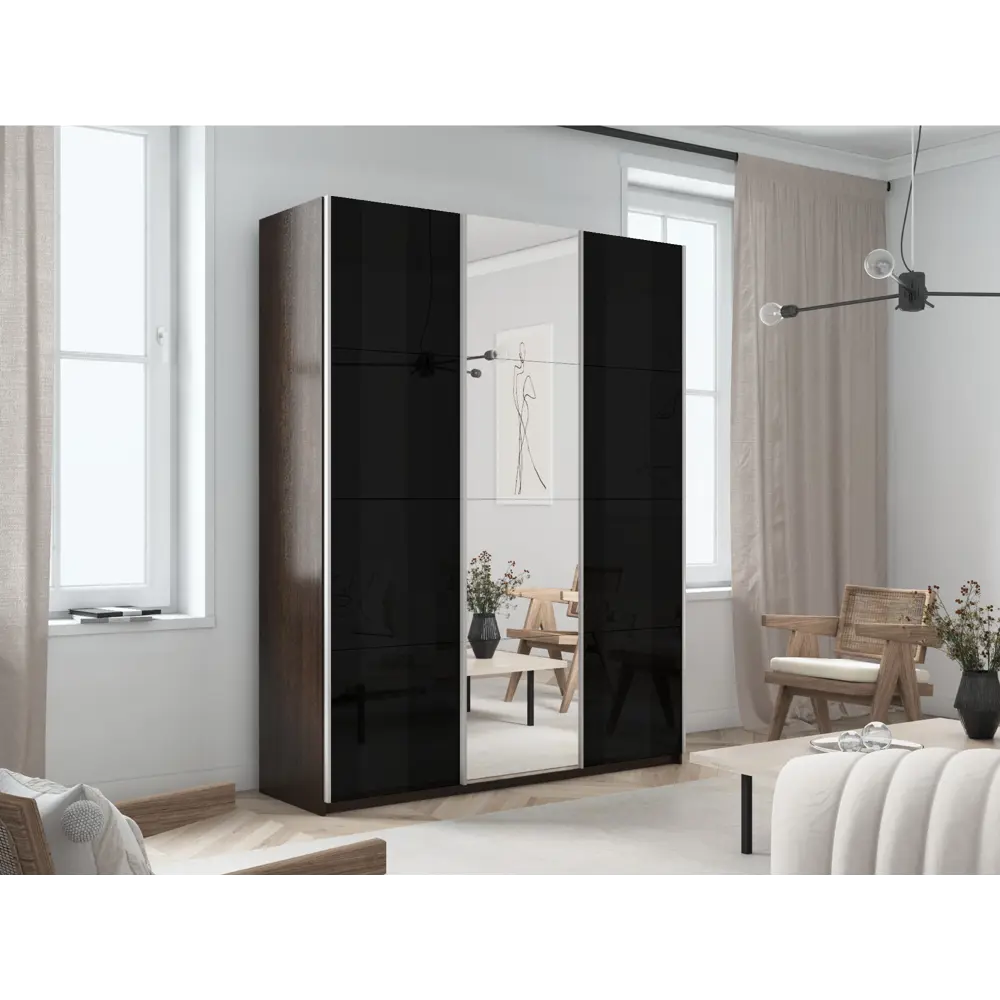 Фото 2 Шкаф-купе Мебельная компания е1 550310 230x180x57 см 10 полок ЛДСП цвет венге